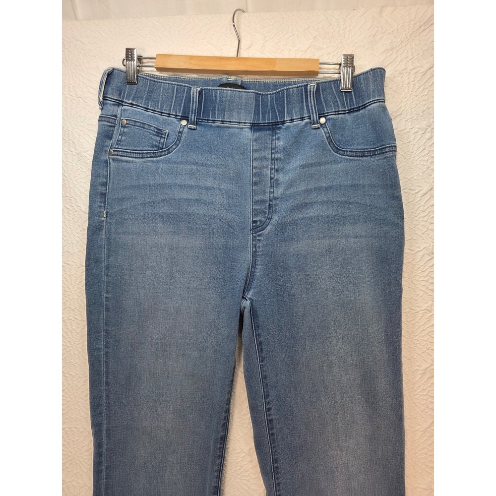 Quince Nina Pull on Stretch Flare Jeans Women Size L Laguna Blue Excellent Denim - Picture 3 of 12